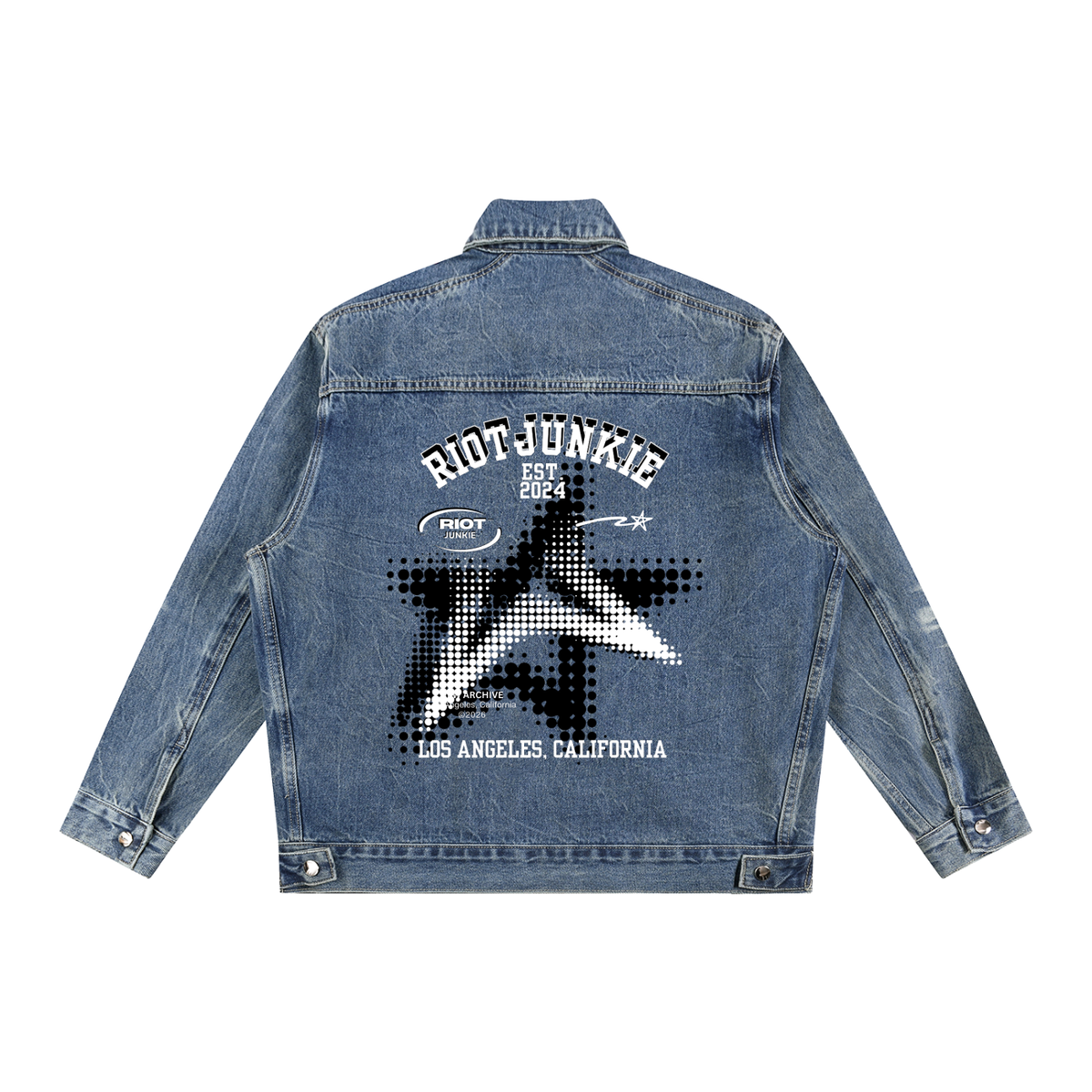 Vintage Wash Zip Up Denim Jacket