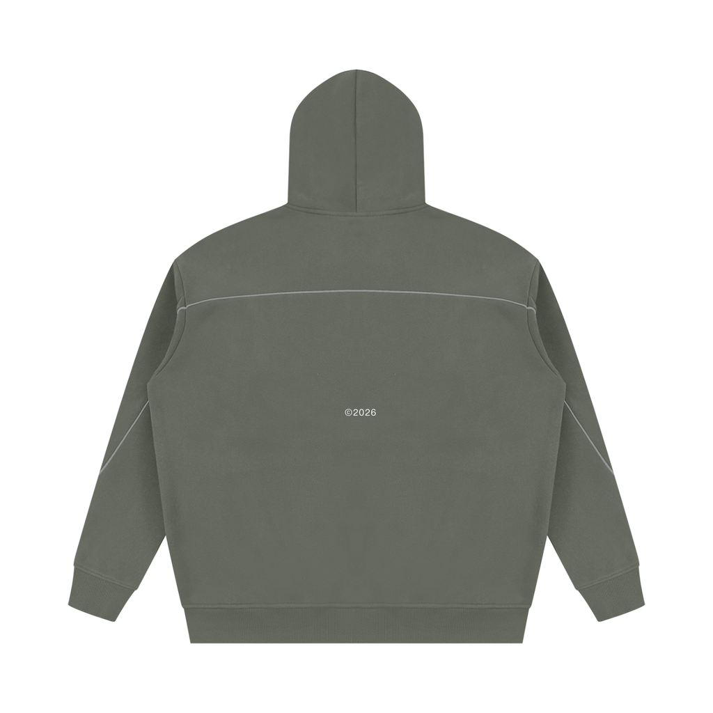 Unisex Oversized Piping Fleece Hoodie