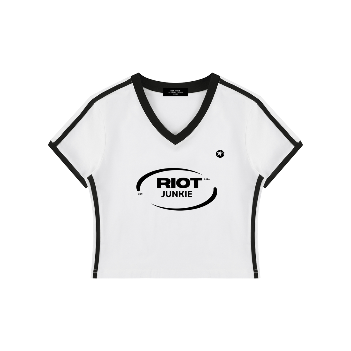 Women's V-Neck Ringer Crop T-Shirt