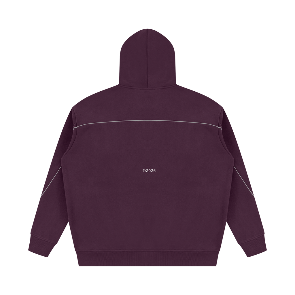 Unisex Oversized Piping Fleece Hoodie