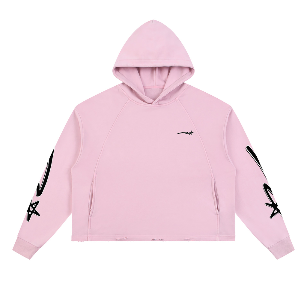 Vintage Washed Frayed-Hem Hoodie