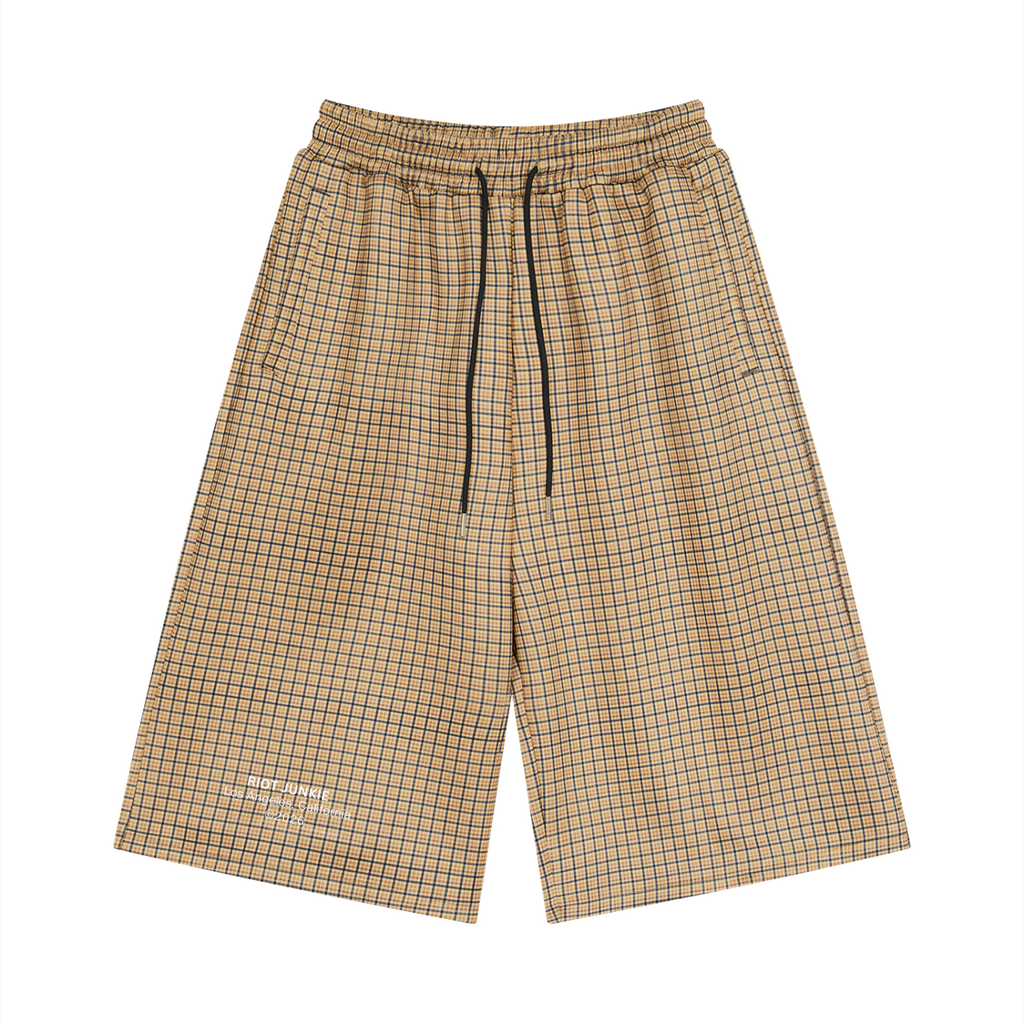 Unisex Plaid Drawstring Shorts