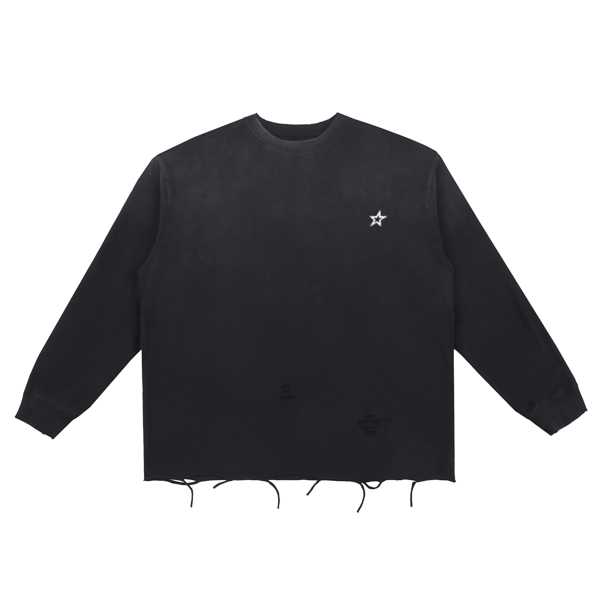 Snow Wash Raw Edge Cotton T-Shirt