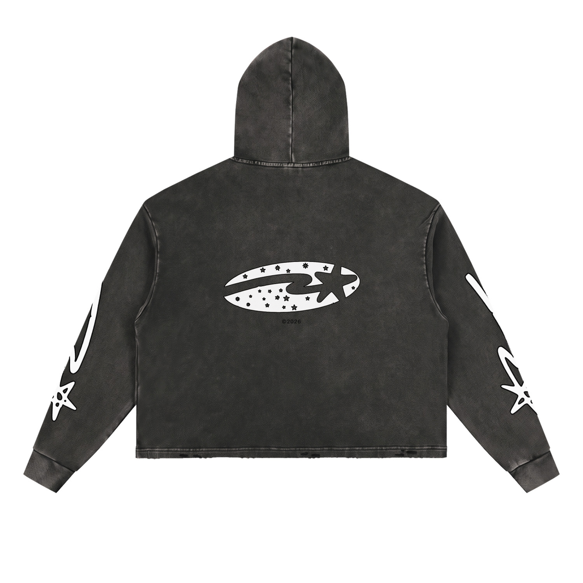 Vintage Washed Frayed-Hem Hoodie