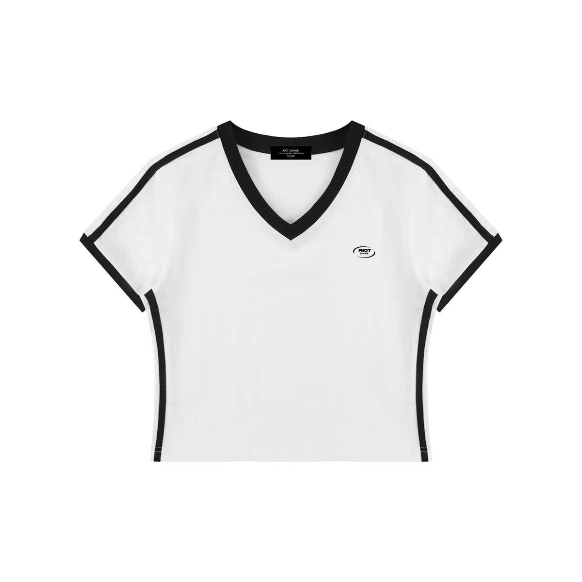 Women's V-Neck Ringer Crop T-Shirt