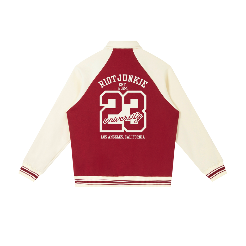Contrast Raglan Sleeve Baseball Jacket