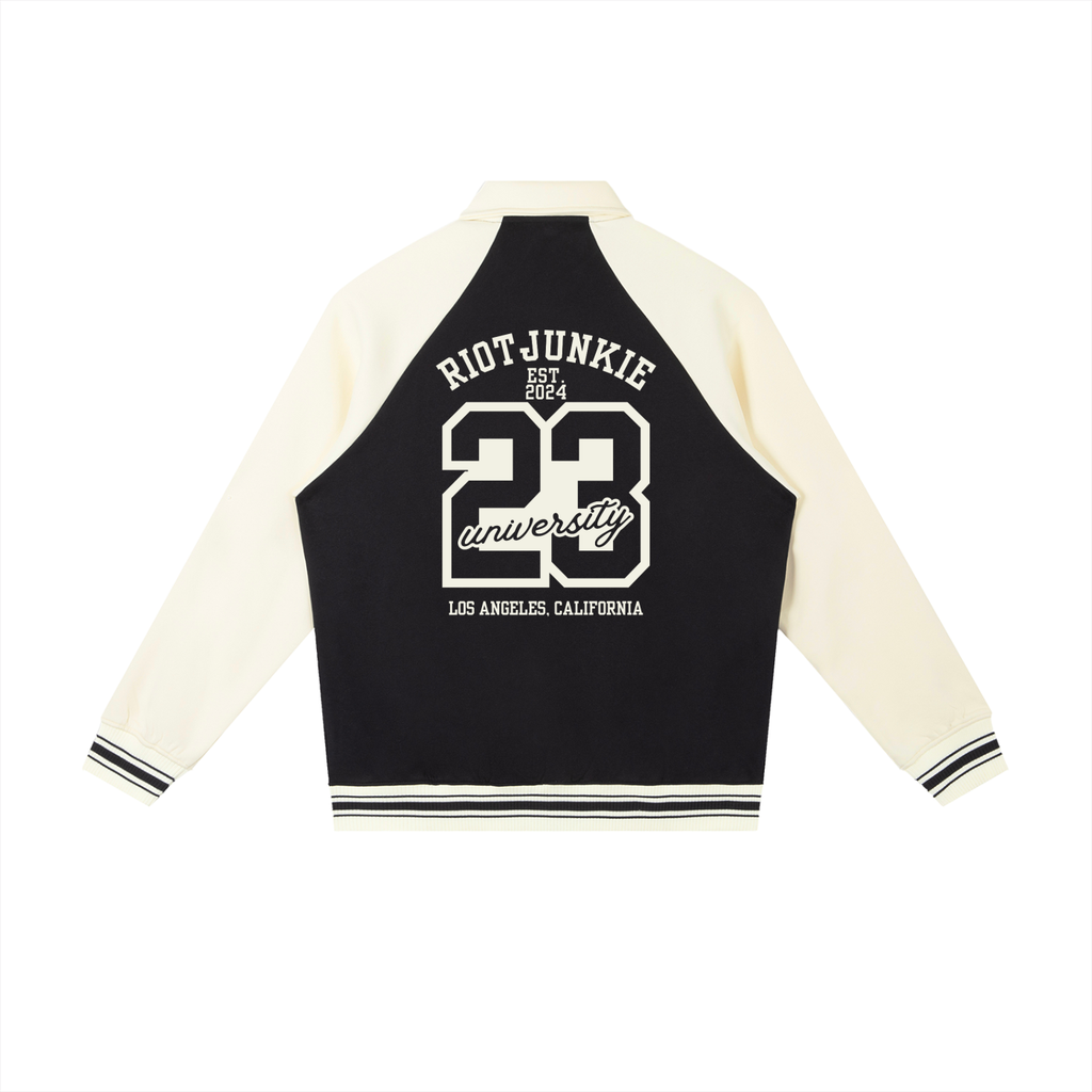 Contrast Raglan Sleeve Baseball Jacket