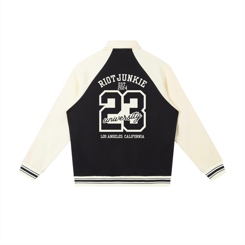 Contrast Raglan Sleeve Baseball Jacket