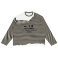 Unisex Striped Panel Boxy Long Sleeve T-Shirt