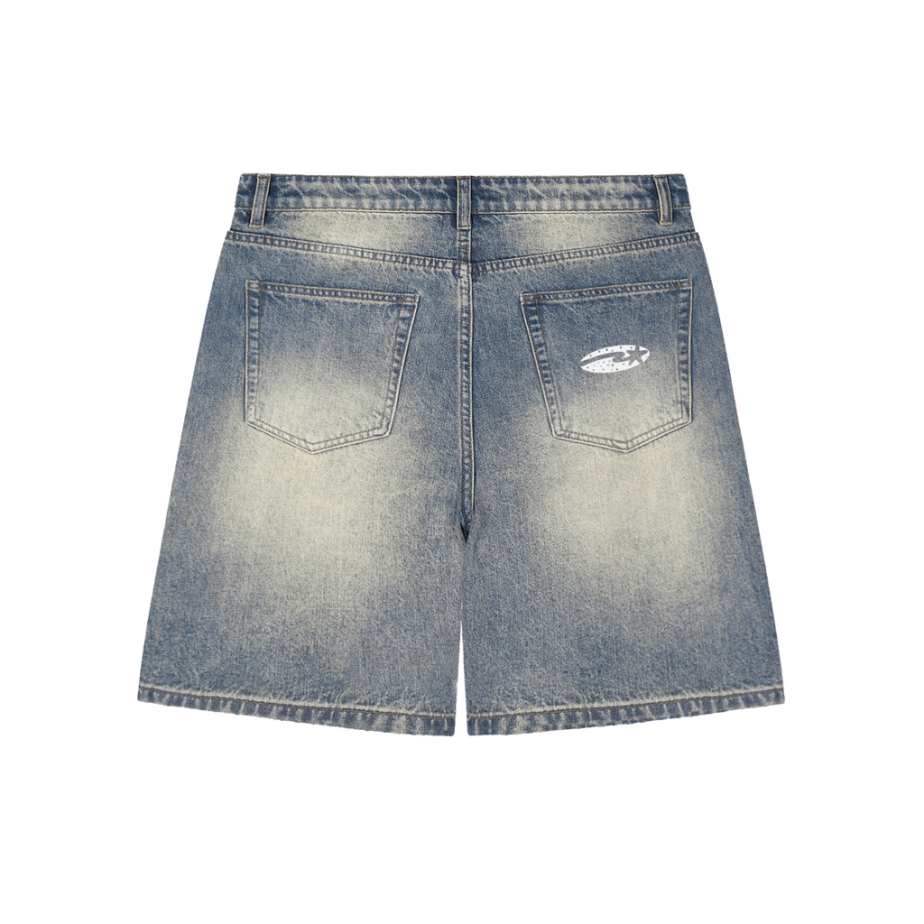Faded Distressed Baggy Denim Shorts