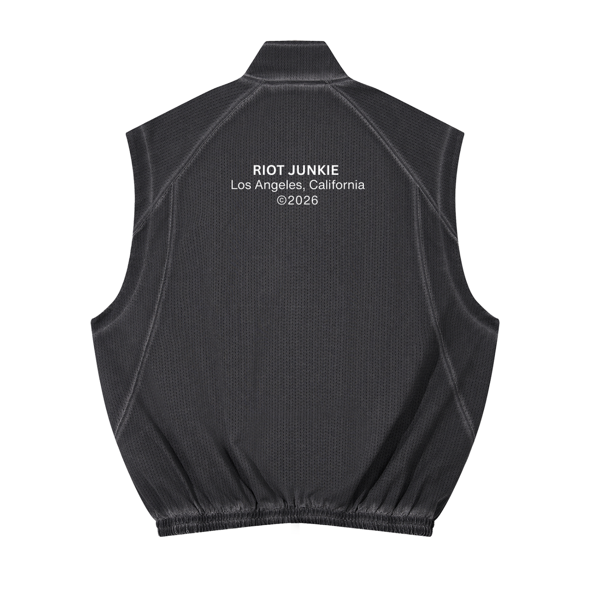 Unisex Vintage Wash Mesh Full-Zip Vest