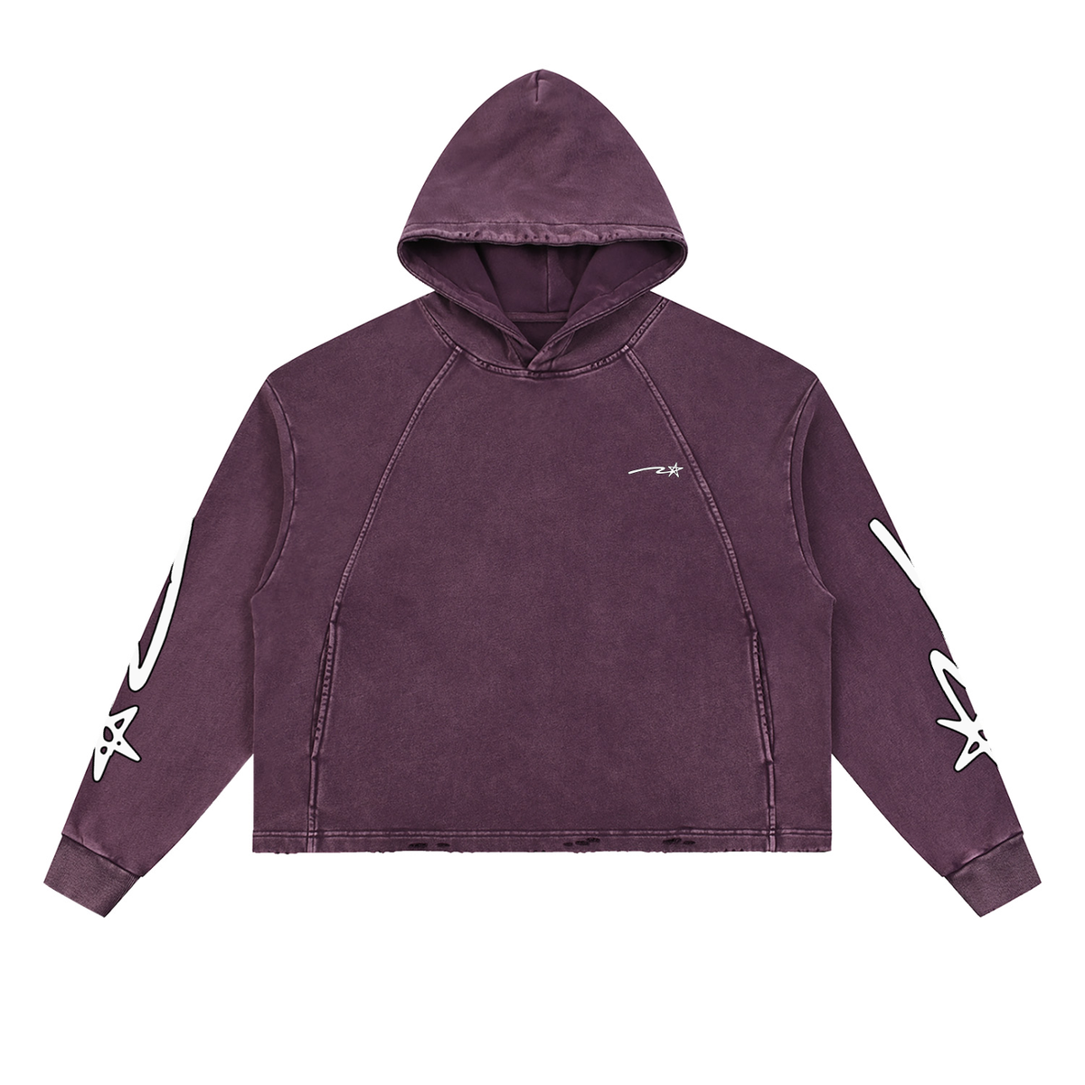 Vintage Washed Frayed-Hem Hoodie