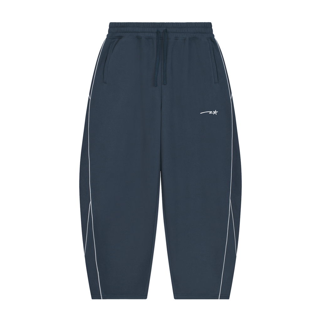Unisex Piping Fleece Barrel Leg Sweatpants