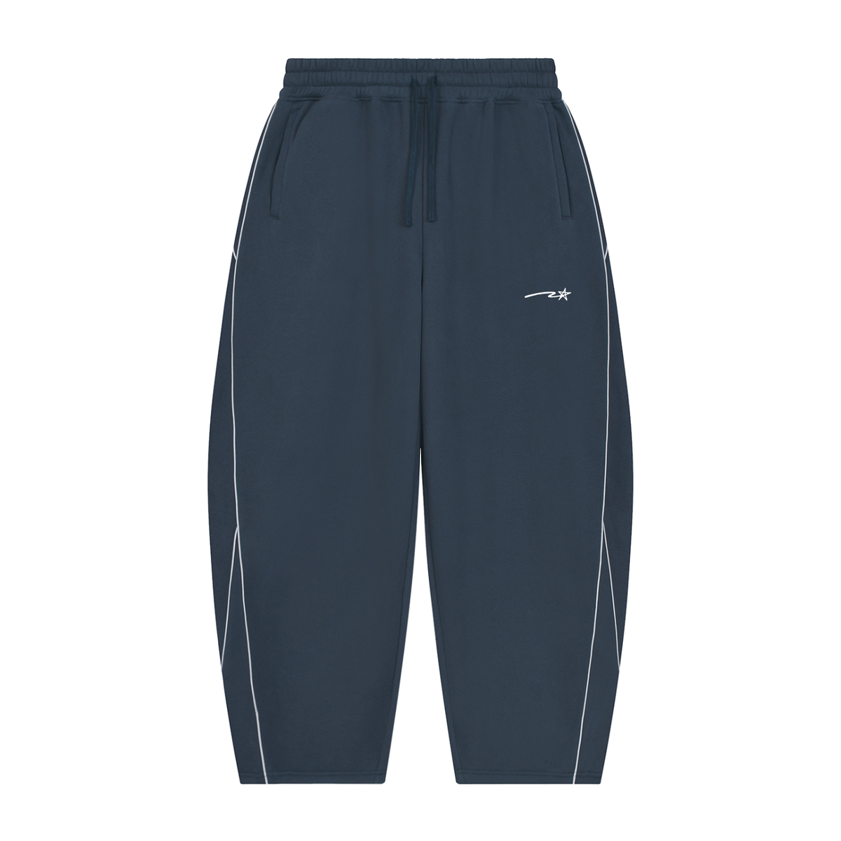 Unisex Piping Fleece Barrel Leg Sweatpants