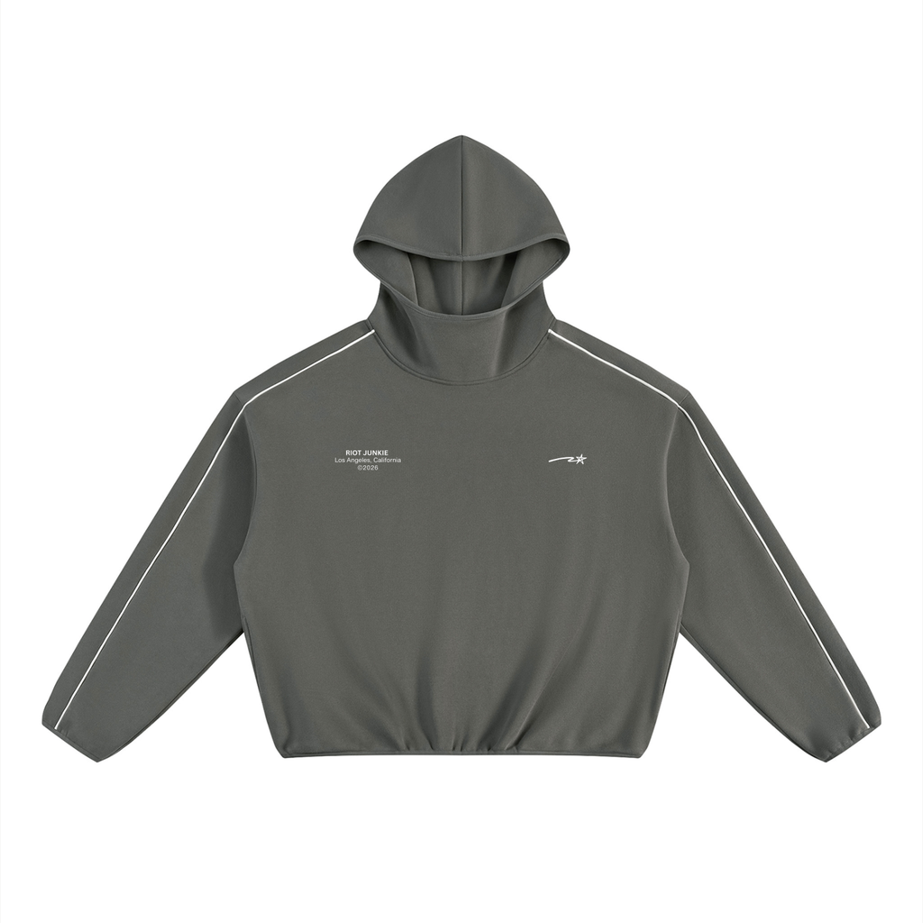 Unisex Boxy Piping Fleece Hoodie