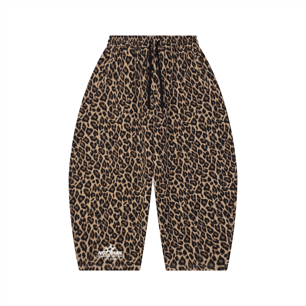 Unisex Leopard Barrel Leg Sweatpants