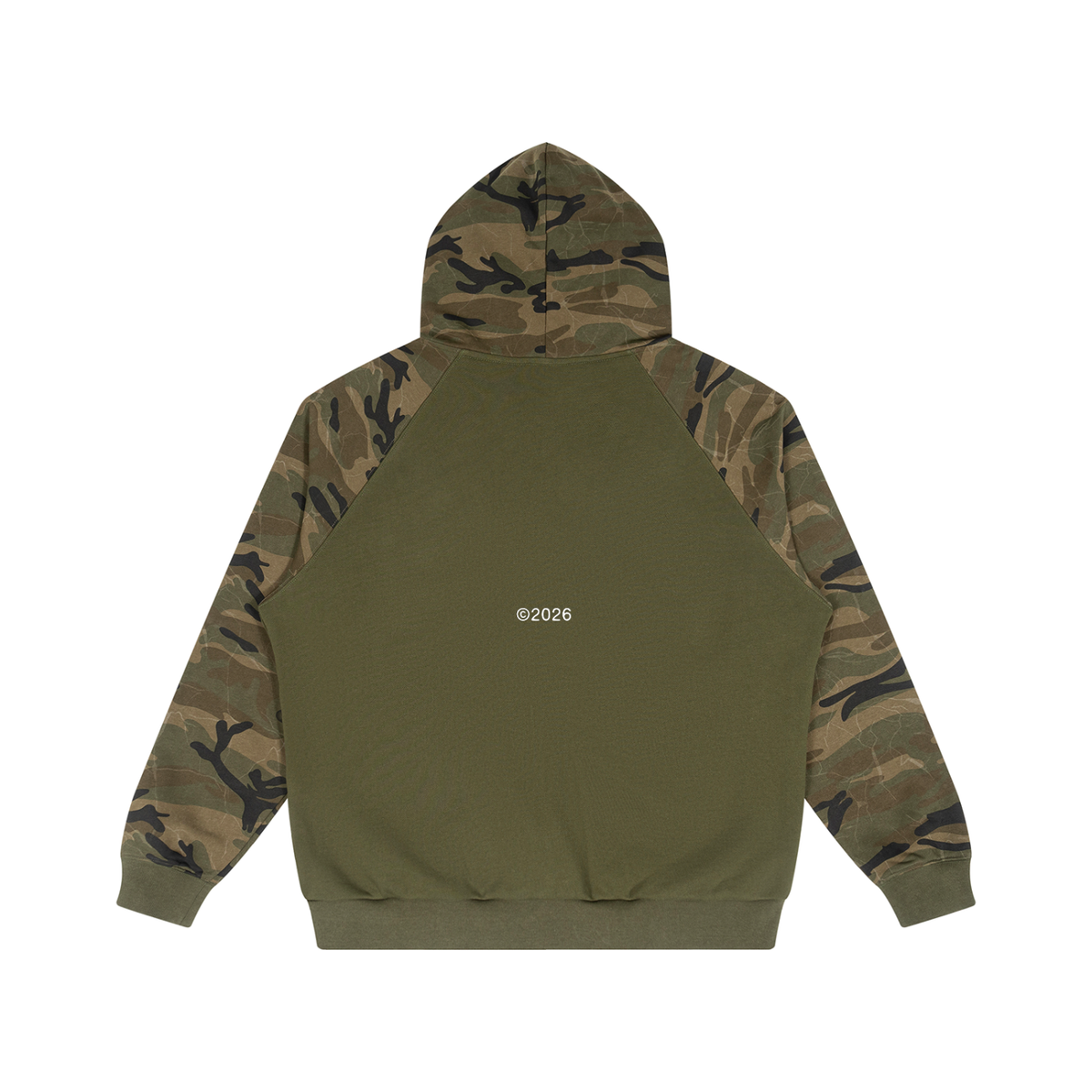 Unisex Camo-Splice Raglan Zip Hoodie