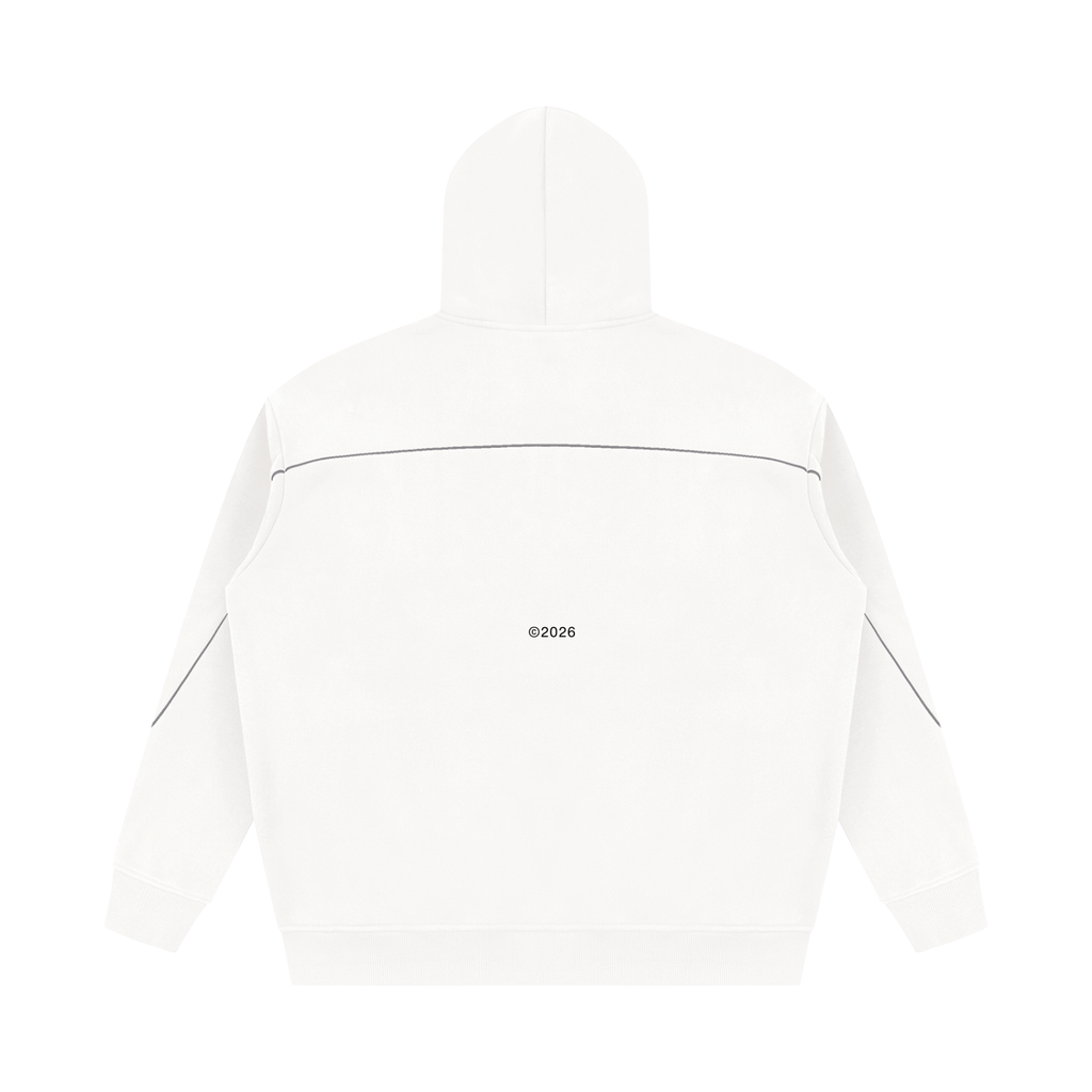 Unisex Oversized Piping Fleece Hoodie