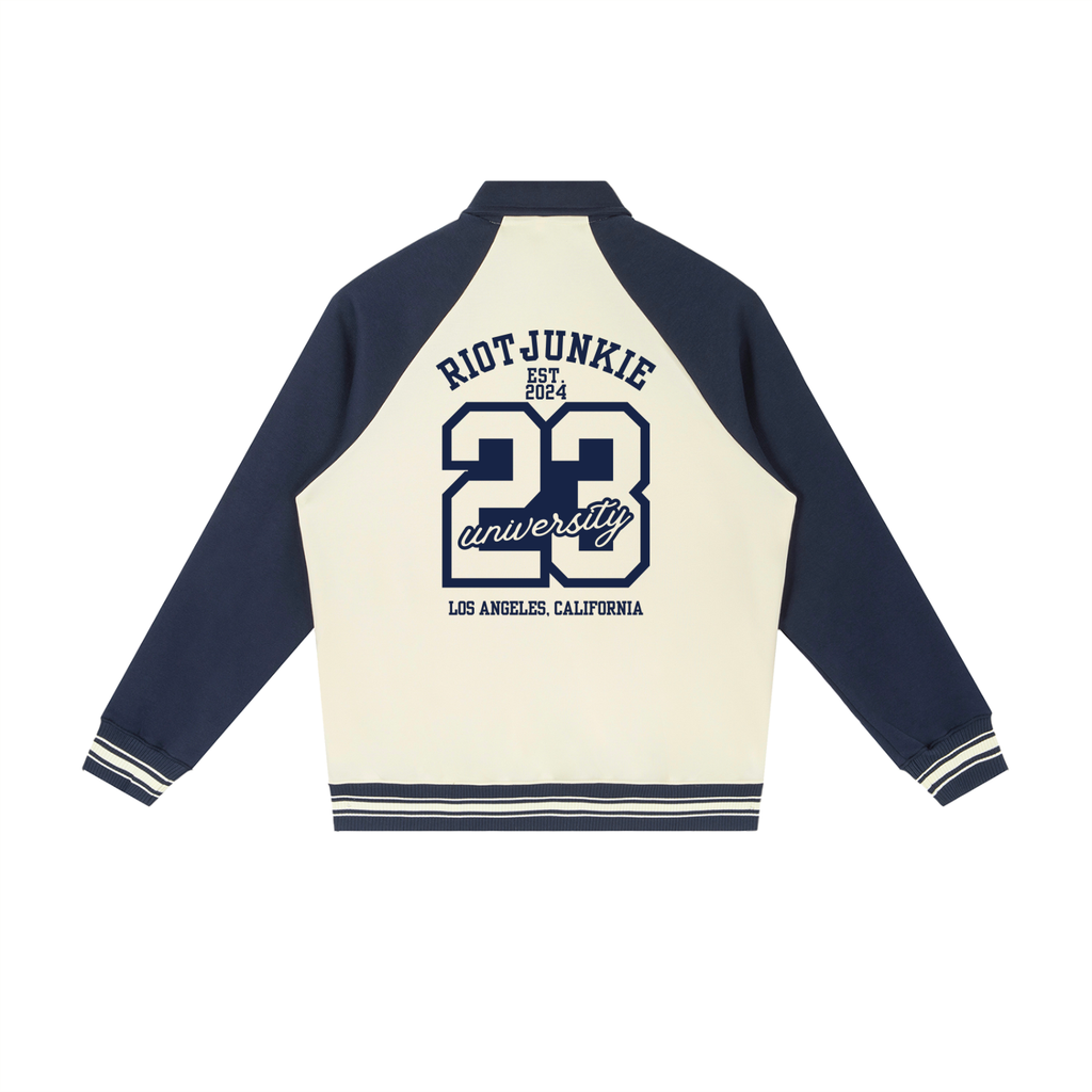 Contrast Raglan Sleeve Baseball Jacket