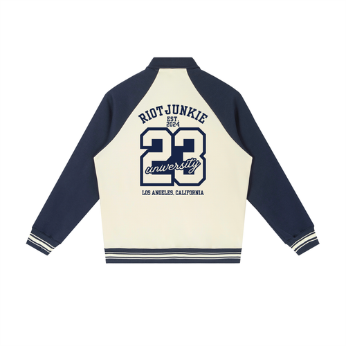 Contrast Raglan Sleeve Baseball Jacket