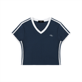 Women's V-Neck Ringer Crop T-Shirt