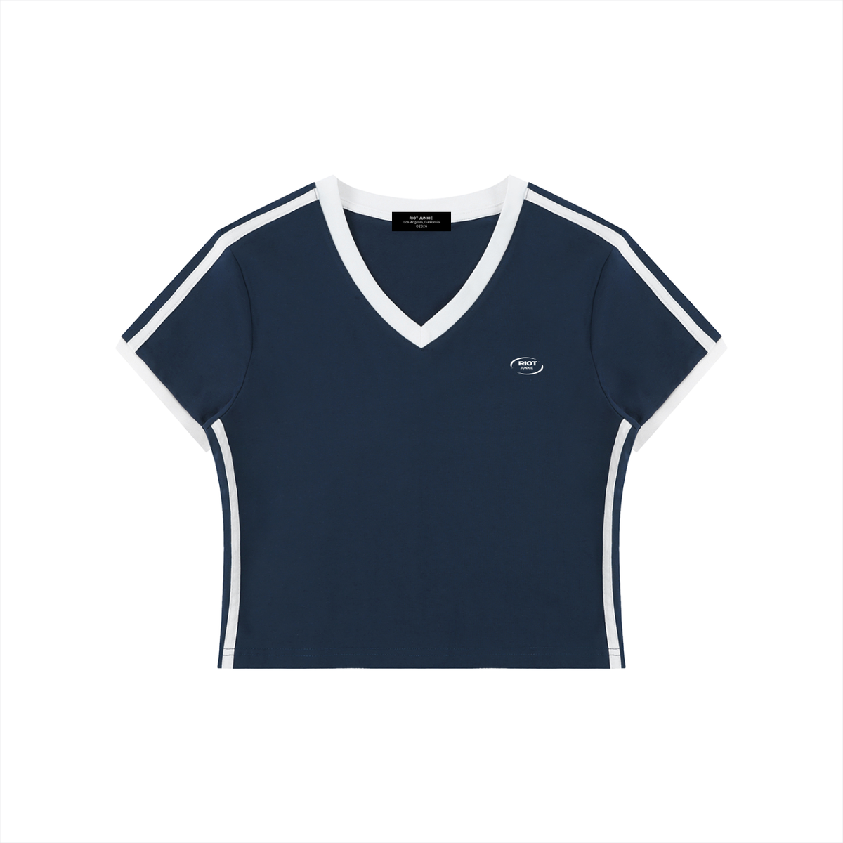 Women's V-Neck Ringer Crop T-Shirt