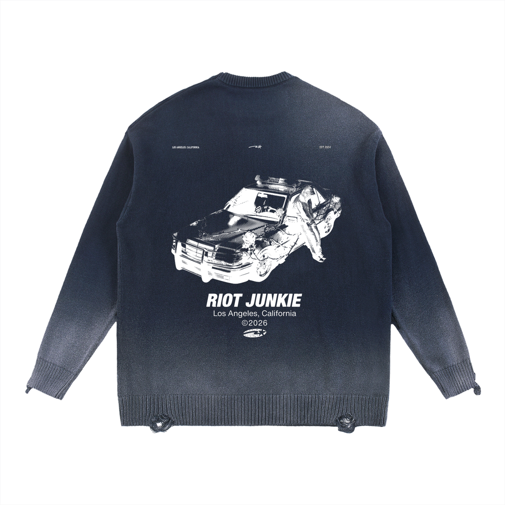 Sun Fade Distressed Ripped Crewneck sweater