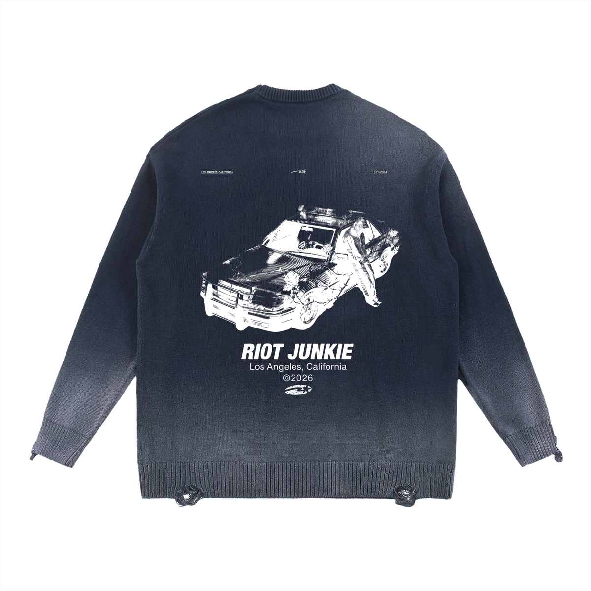 Sun Fade Distressed Ripped Crewneck sweater