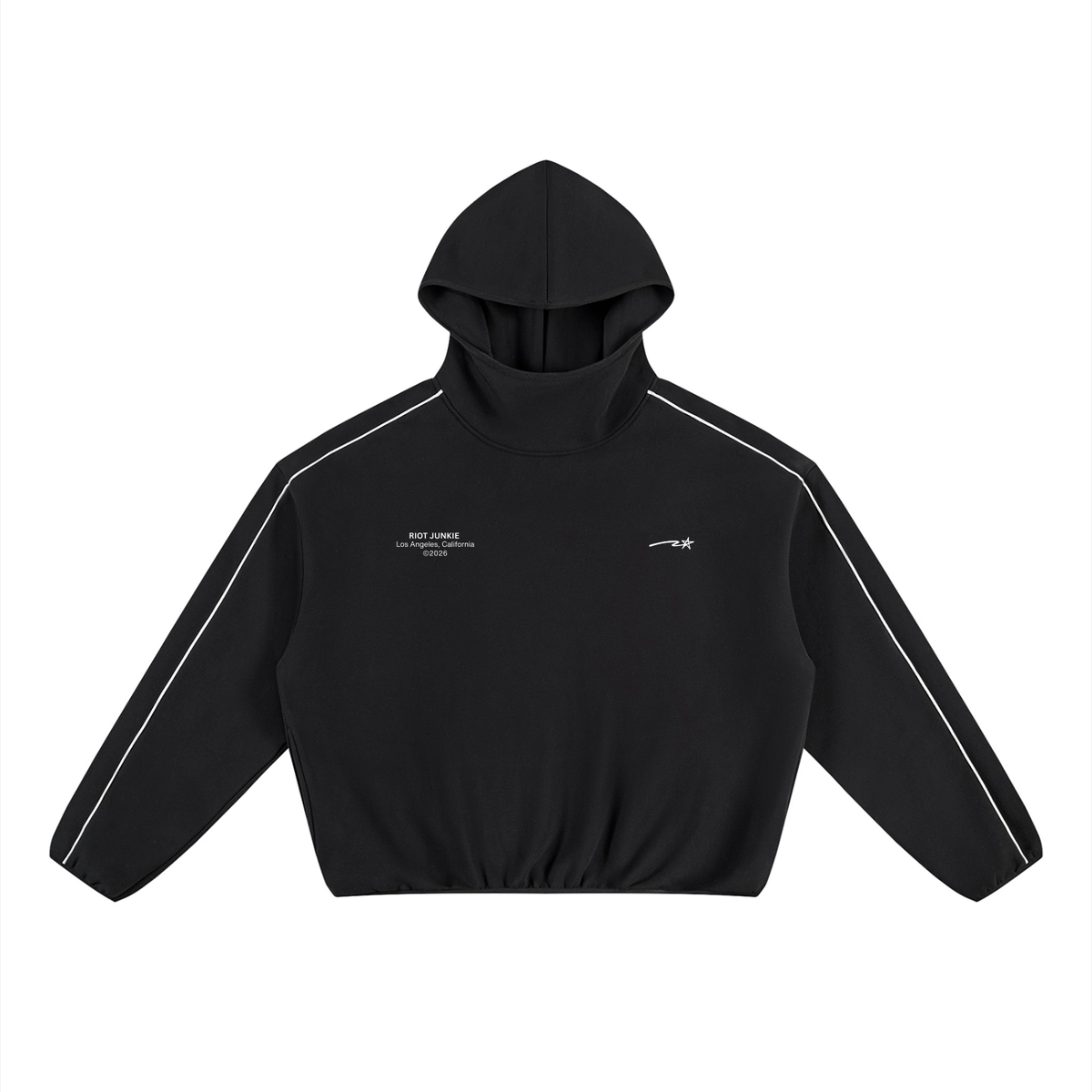 Unisex Boxy Piping Fleece Hoodie
