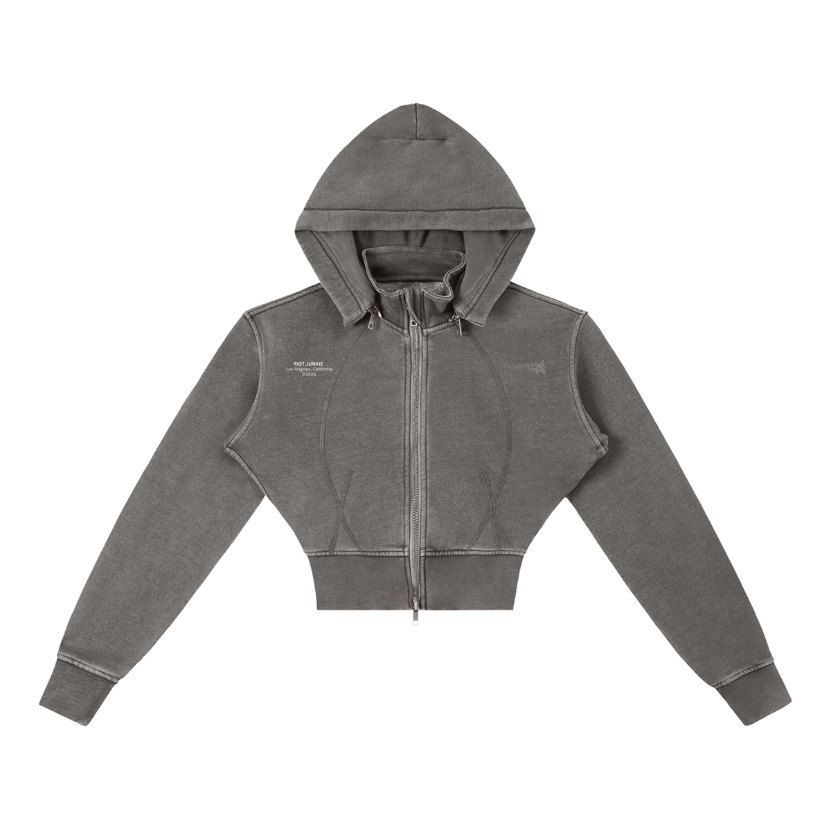 Vintage Washed Cropped Fleece Hoodie