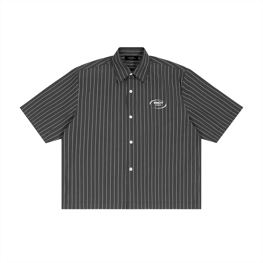 Unisex Striped Boxy Button-Up Shirt