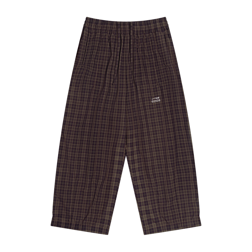 Unisex Plaid Wide Leg Pants