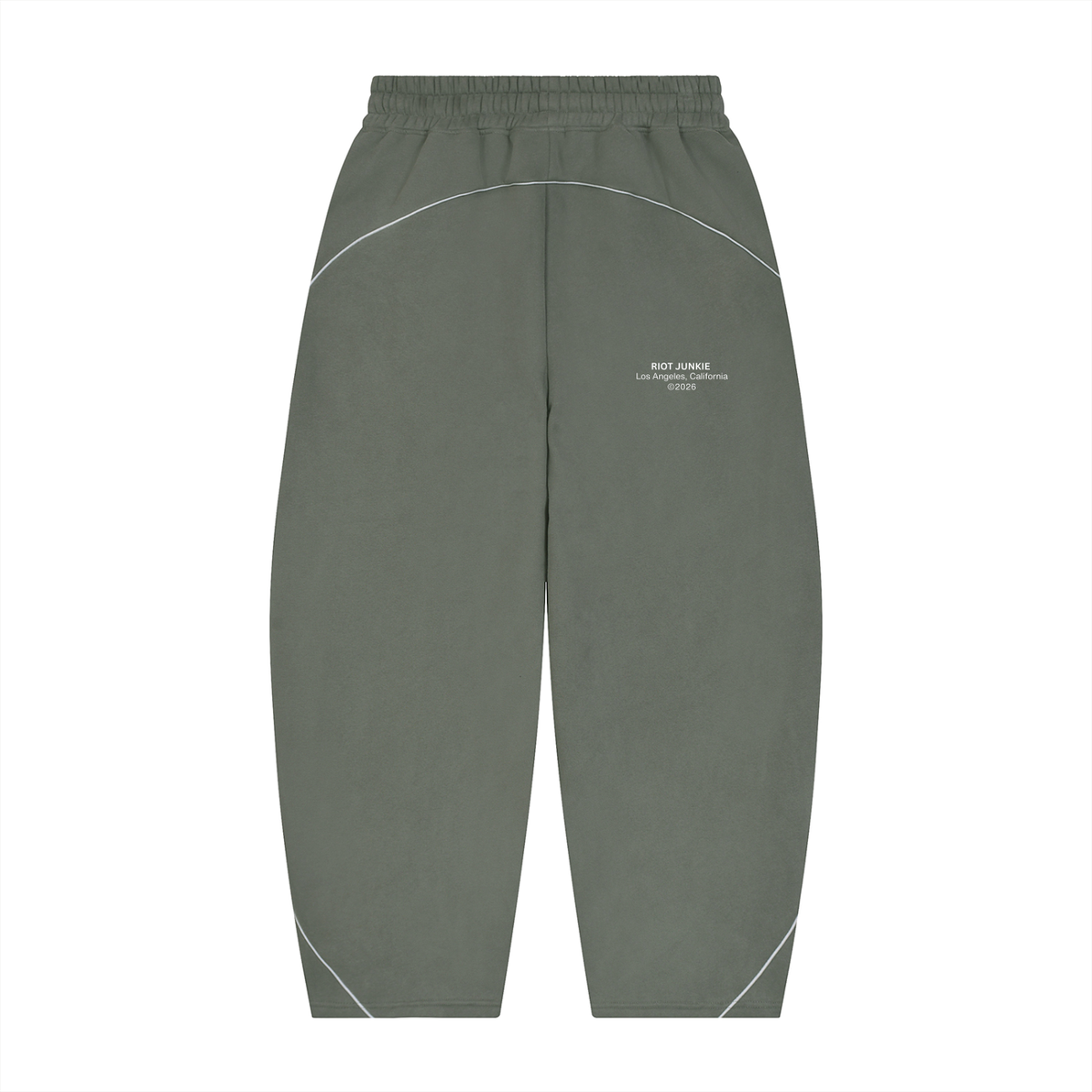 Unisex Piping Fleece Barrel Leg Sweatpants