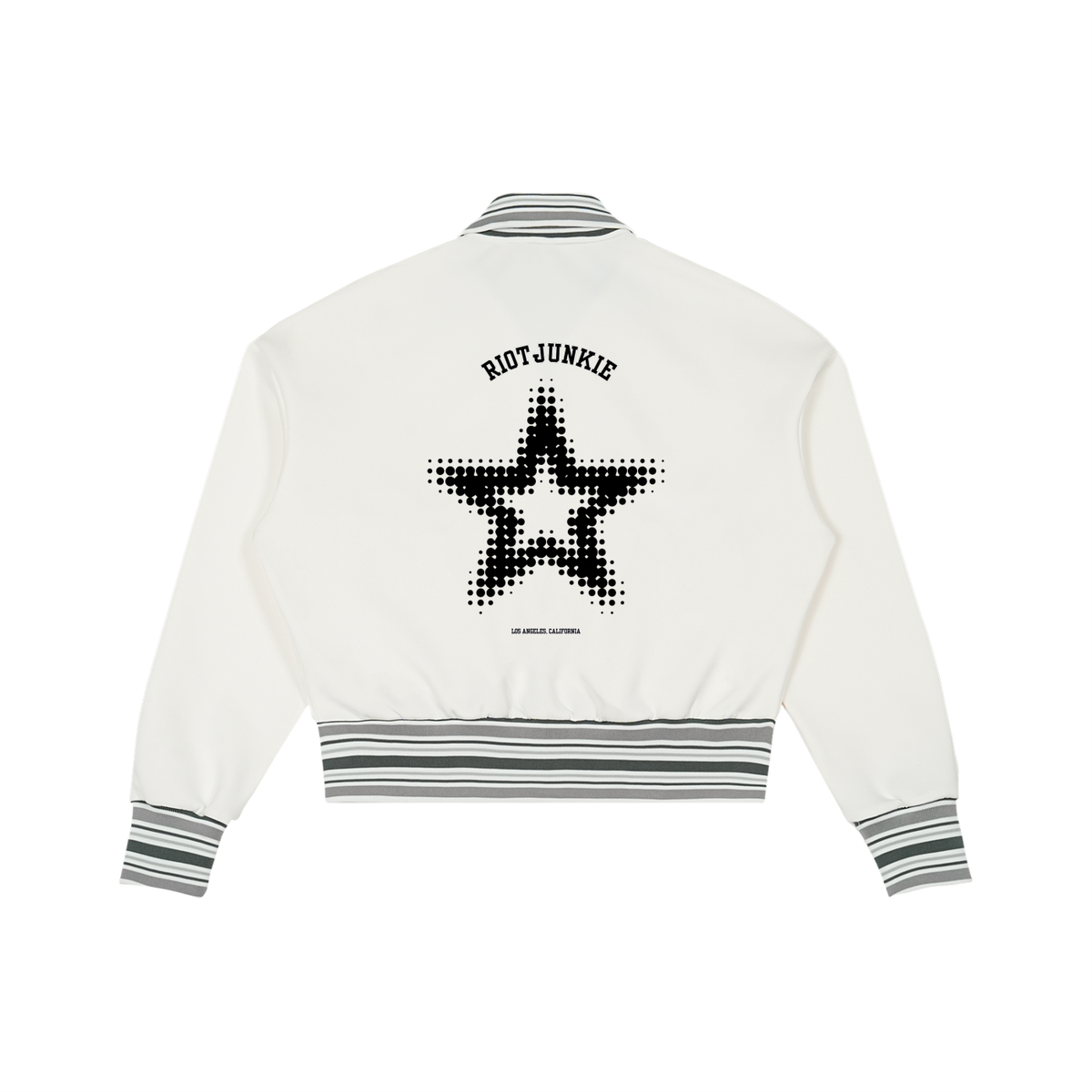 Striped Rib Collar Zip Jacket