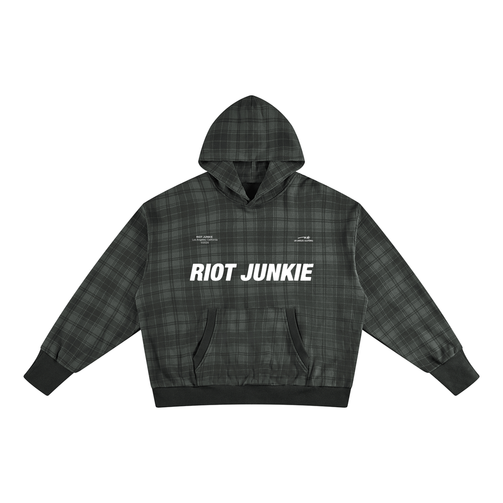 Unisex Plaid Color Block Hoodie