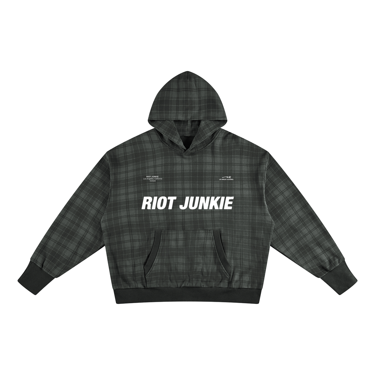 Unisex Plaid Color Block Hoodie