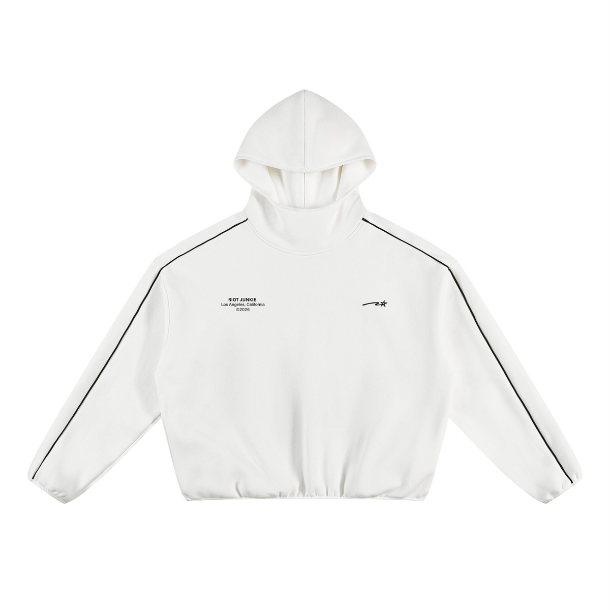 Unisex Boxy Piping Fleece Hoodie