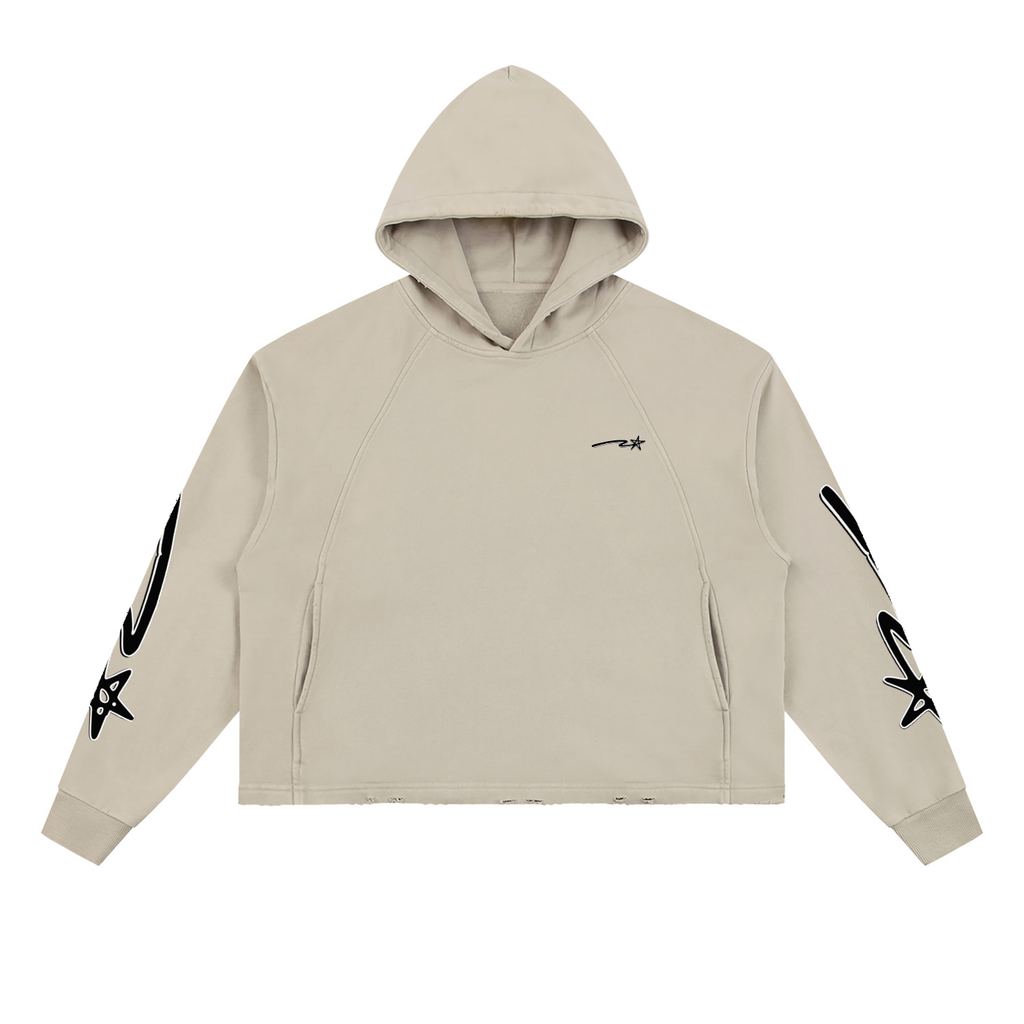 Vintage Washed Frayed-Hem Hoodie