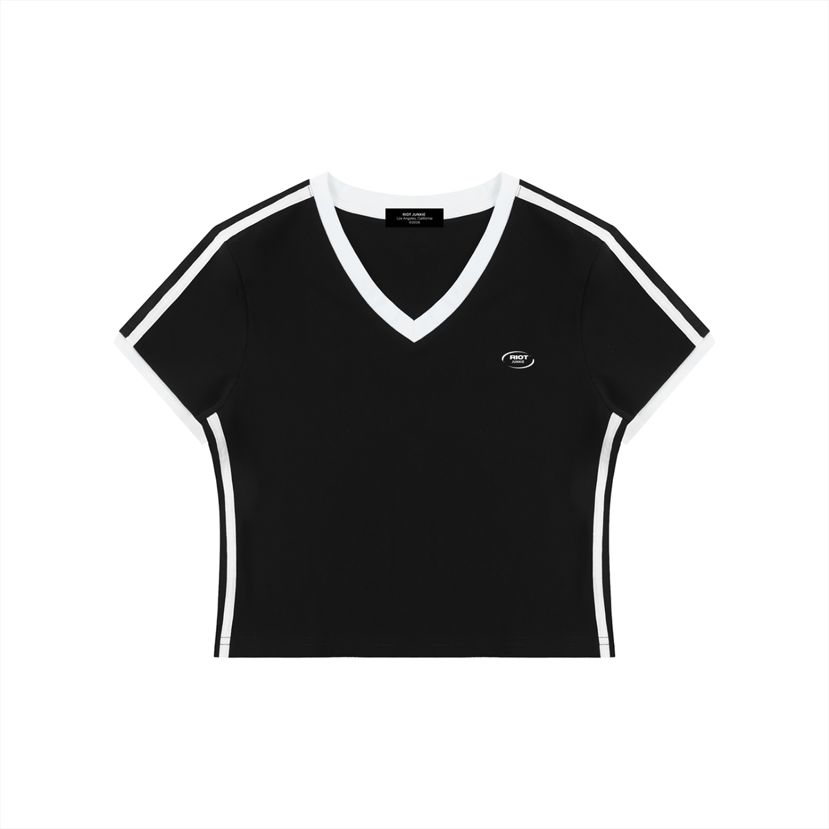 Women's V-Neck Ringer Crop T-Shirt