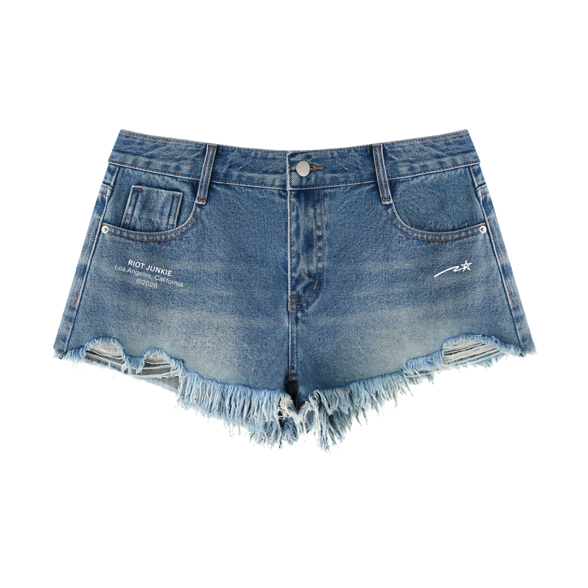 Women's Vintage Wash Raw Hem Denim Shorts