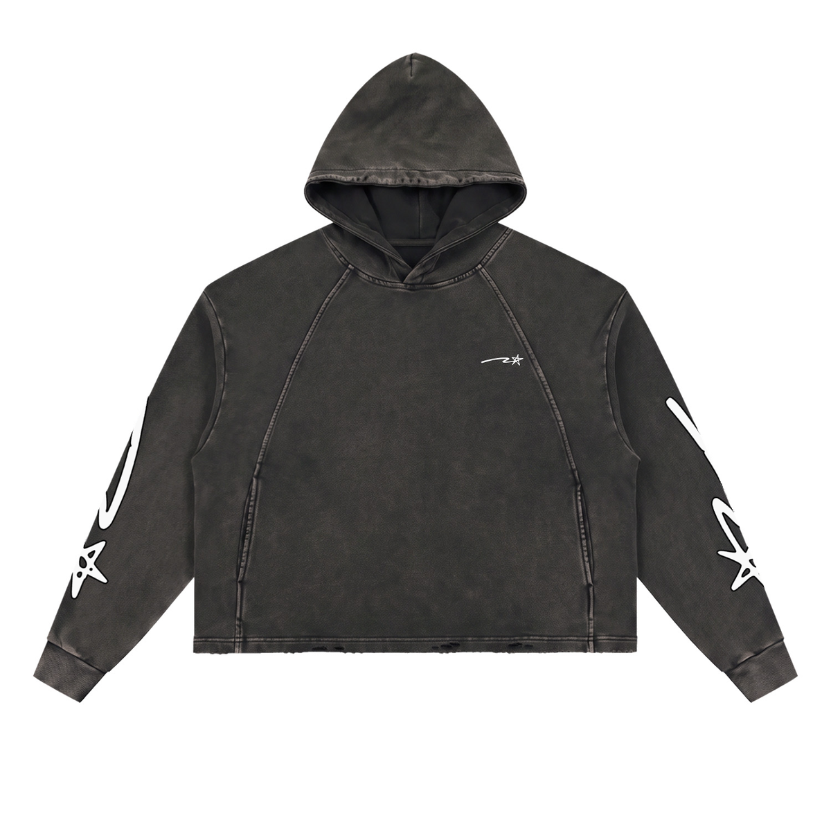 Vintage Washed Frayed-Hem Hoodie