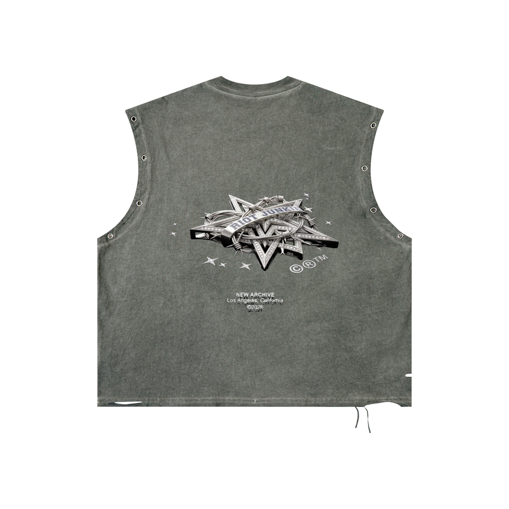 Distressed Grommet Eyelet Tank Top