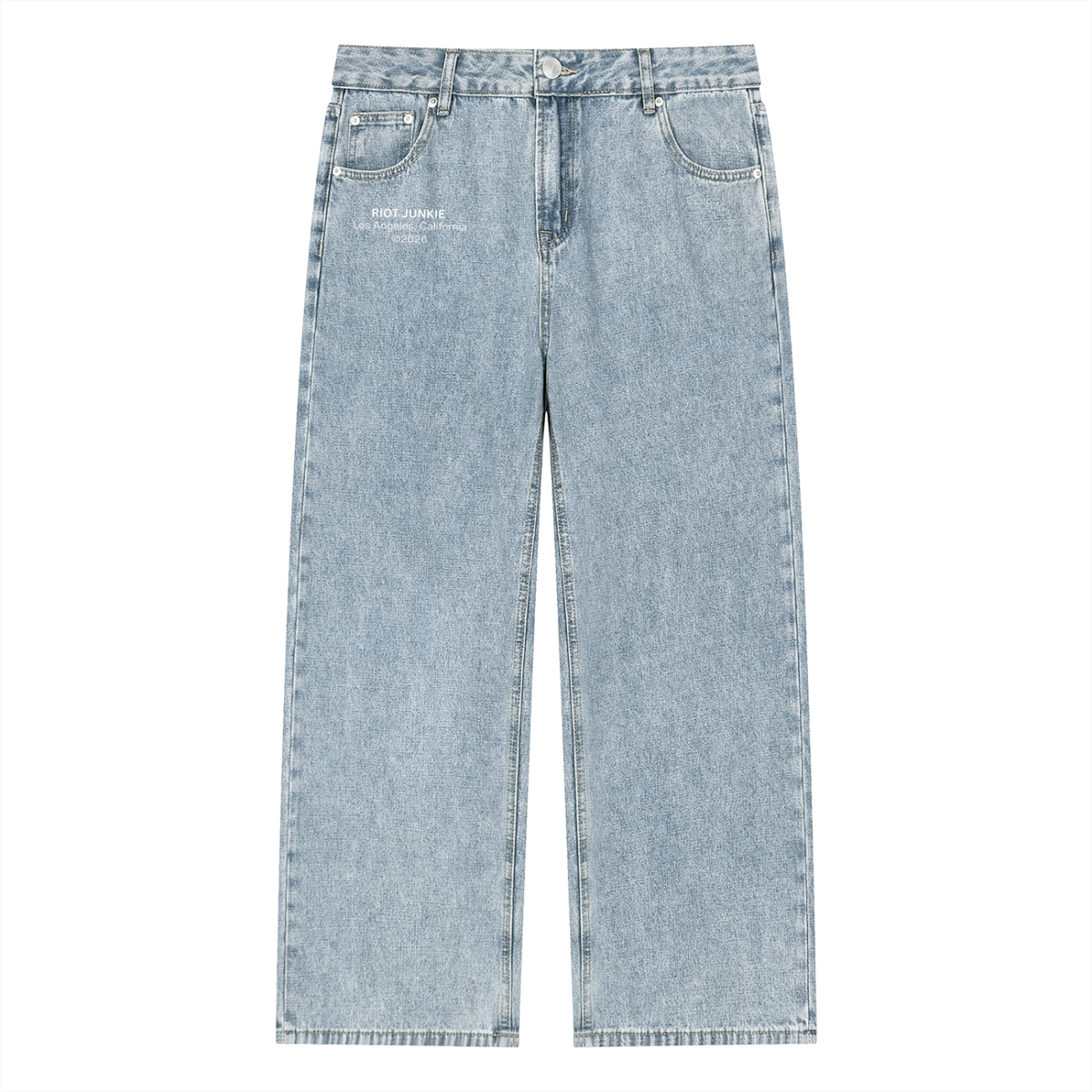 Unisex Vintage Wash Straight Leg Jeans