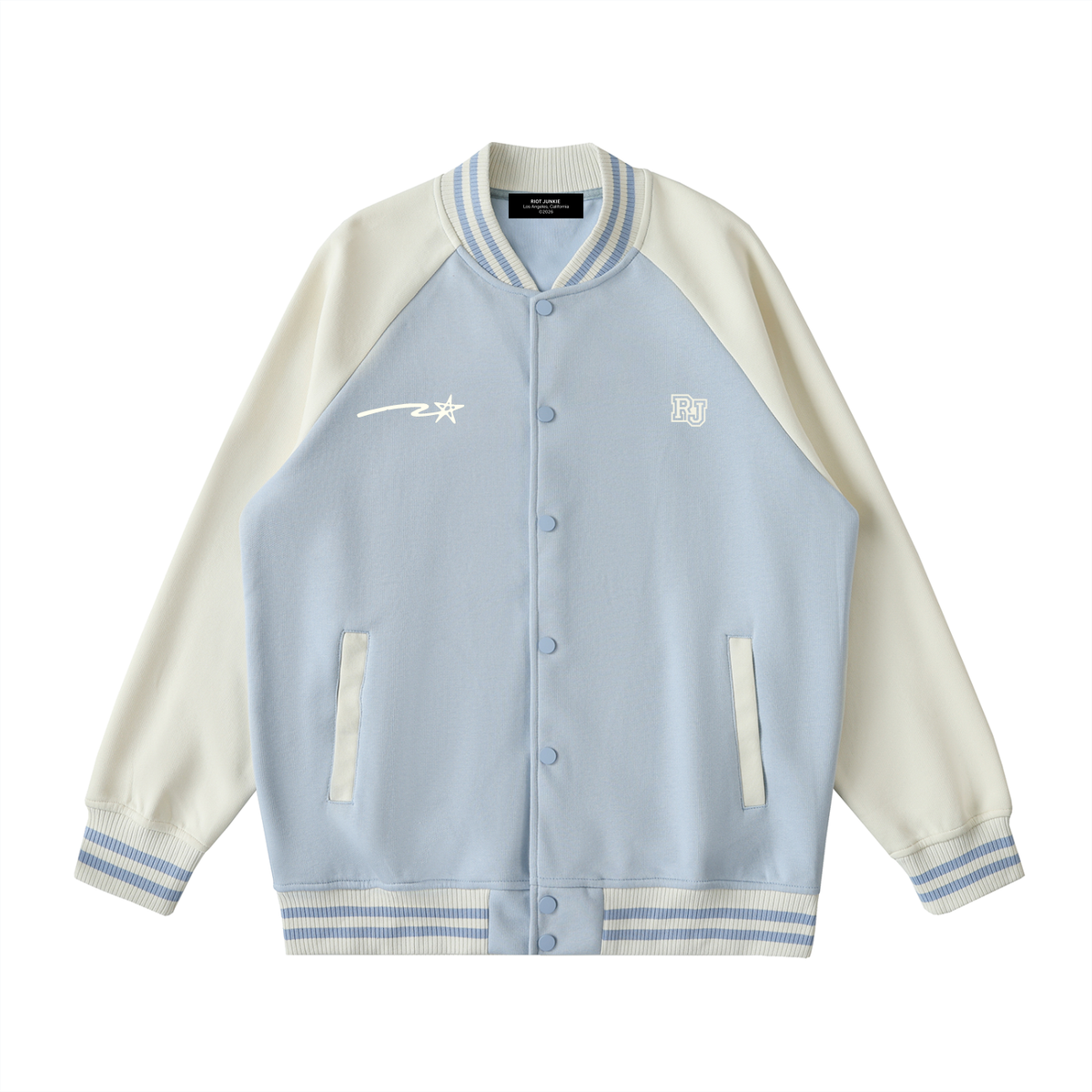 Two Tone Raglan Sleeve Varsity Jacket