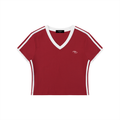 Women's V-Neck Ringer Crop T-Shirt
