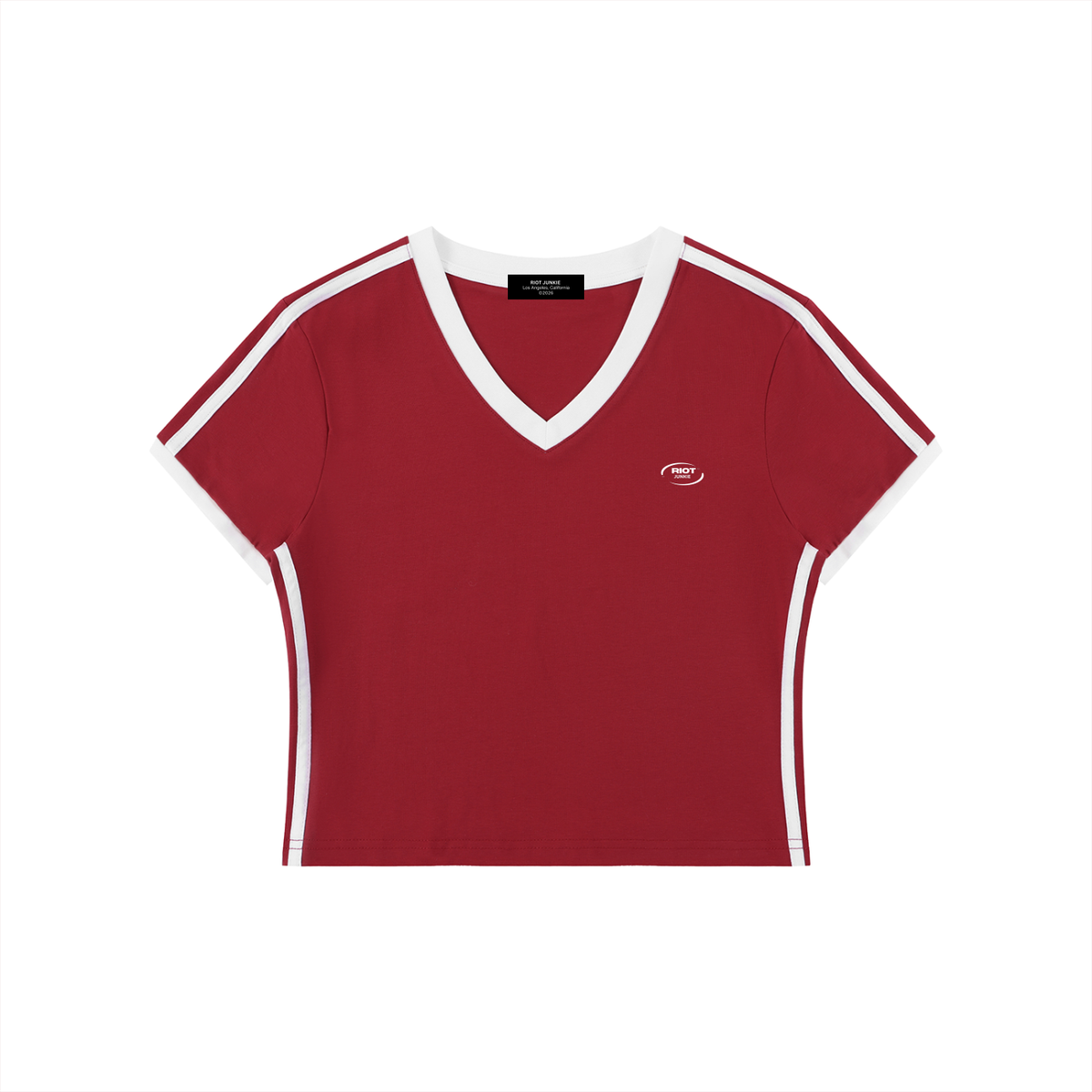 Women's V-Neck Ringer Crop T-Shirt