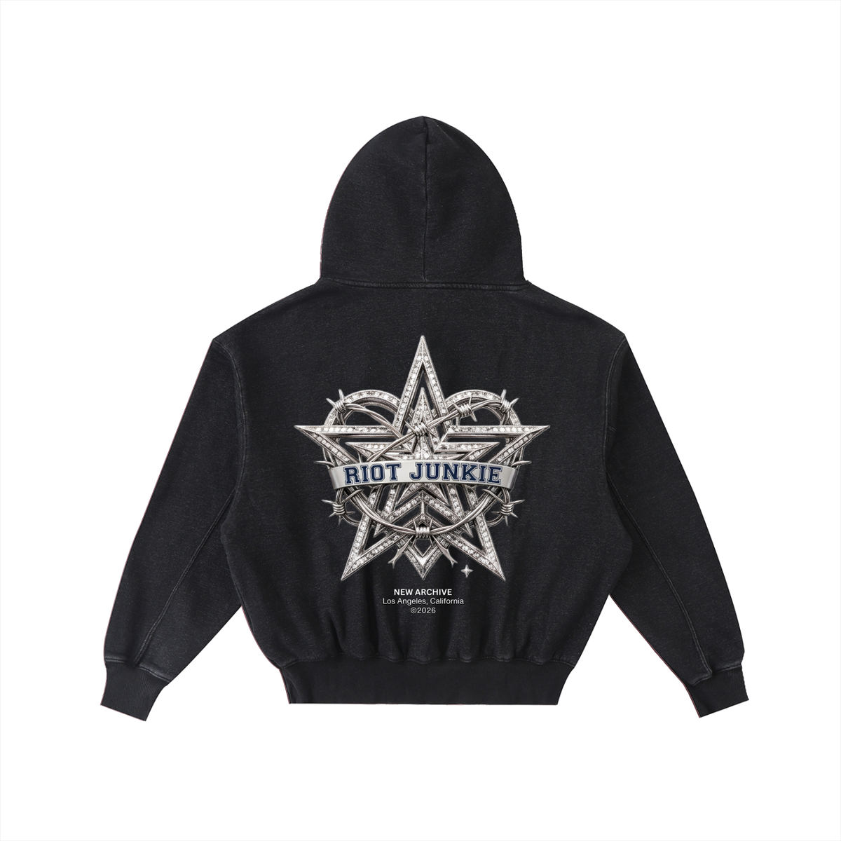 Frayed Enzyme Washed Fleece Hoodie