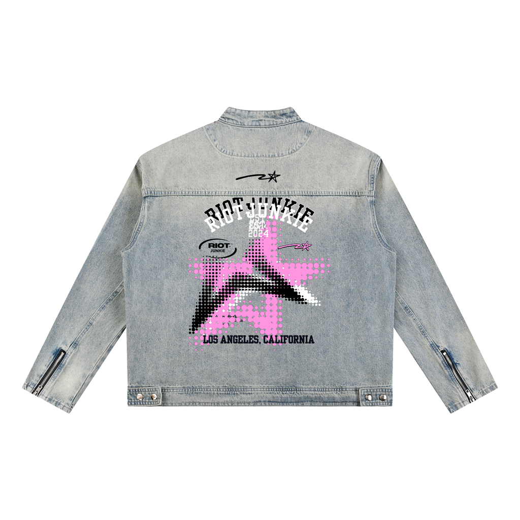 Vintage Wash Zip Denim Jacket