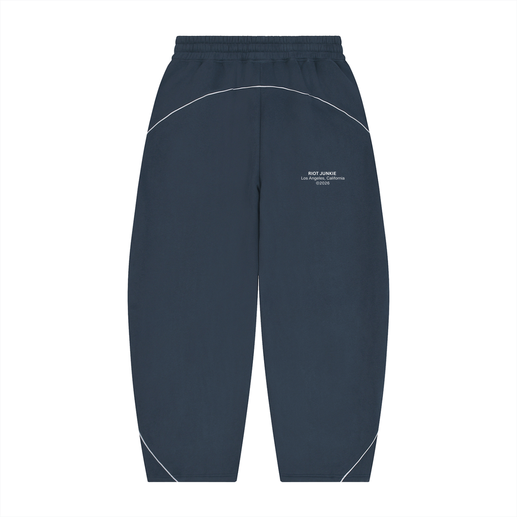 Unisex Piping Fleece Barrel Leg Sweatpants