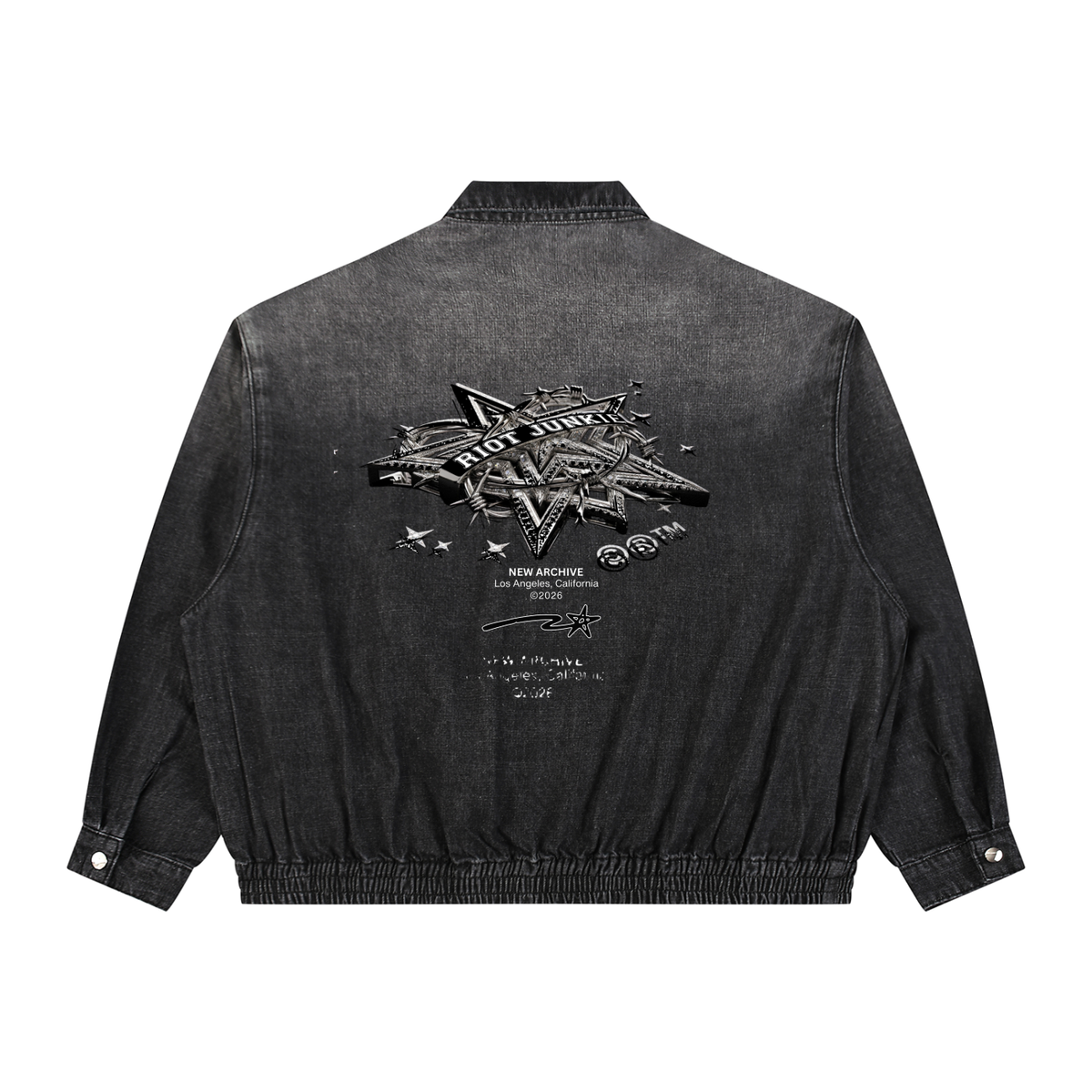 Unisex Vintage Wash Full-Zip Denim Jacket